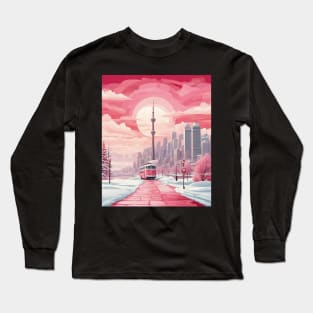Canada Toronto Valentine's Day Vintage Snowy City Long Sleeve T-Shirt